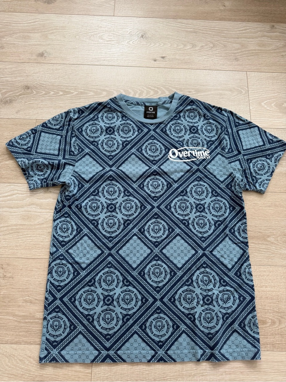 Men’s Overtime Patterned Blue Graphic T-Shirt